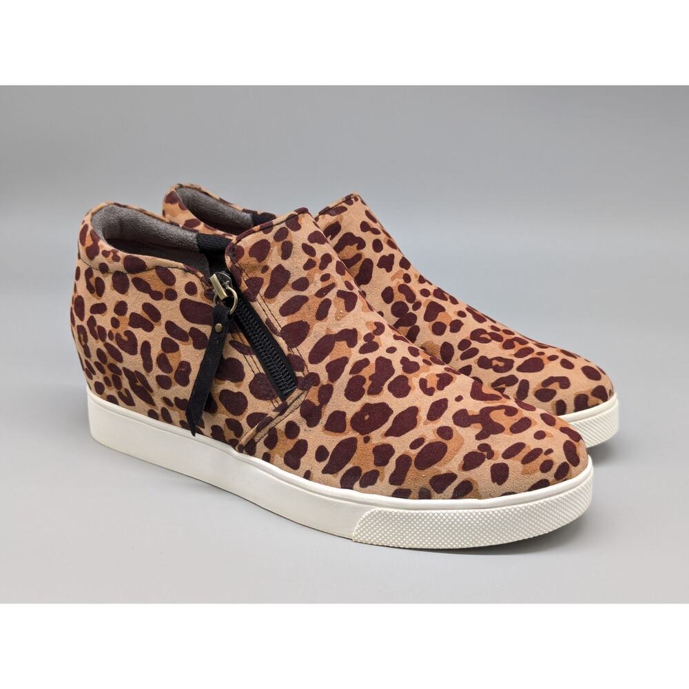 Dr Scholls Shoes Women's It's All Good Black Tan Leopard Wedge Bootie Size 7M
